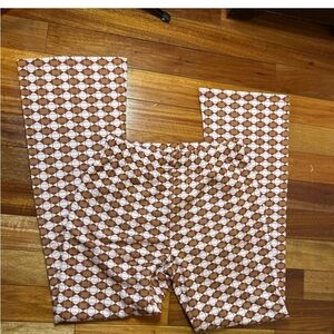 Cider Retro Geometric Trousers in Brown and White